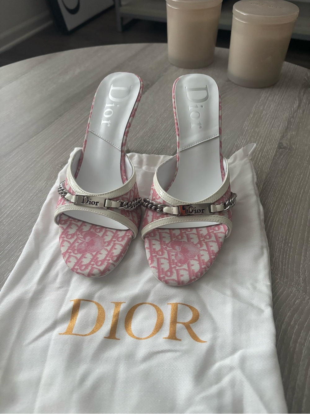 Dior Pink Oblique Heeled Sandals Size 38 EU / 7.5 US W